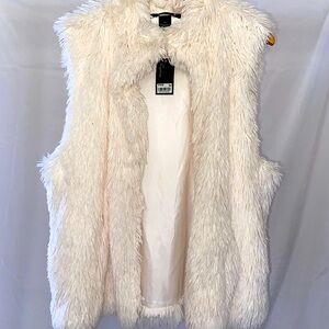 X-Large Cream Faux Fur Vest